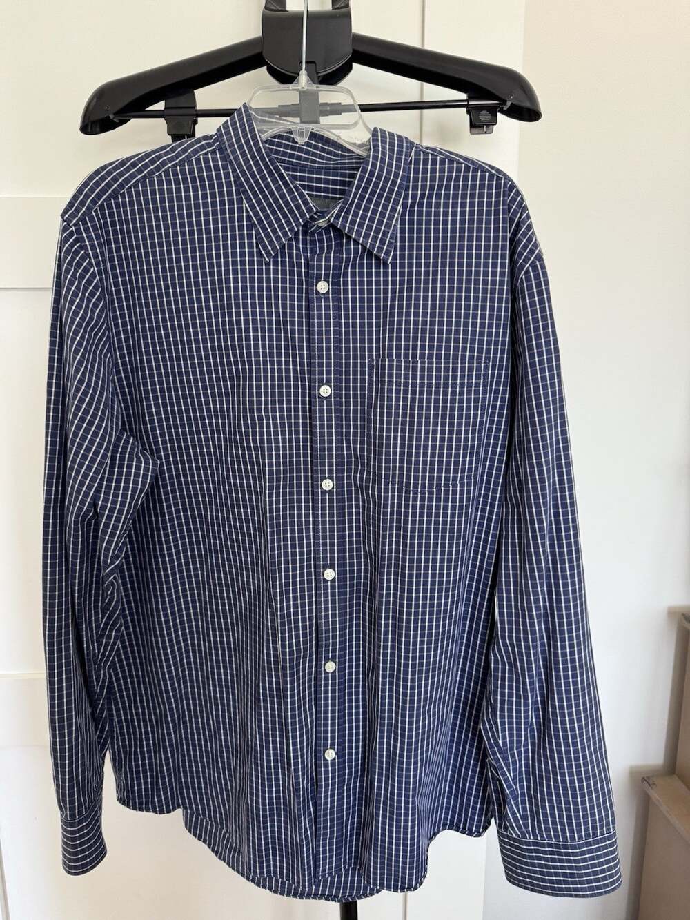 Old Navy ON Men’s Button Up Long Sleeve Shirt Blue Checkered Size XL